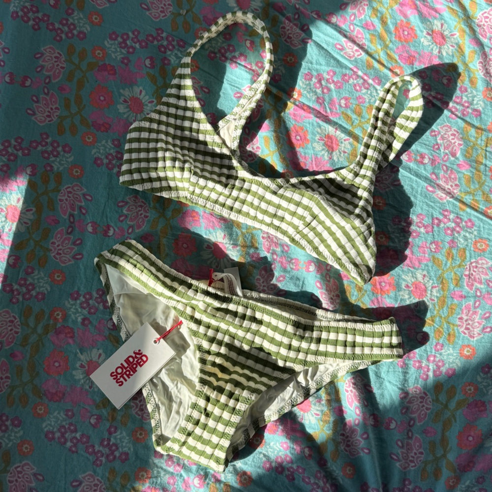SOLID & STRIPED green and White bikini **PLEASE READ
